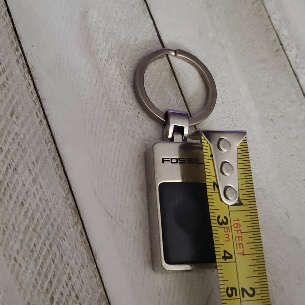 Fossil Silver & Black Keychain Red Flash Light - image 7
